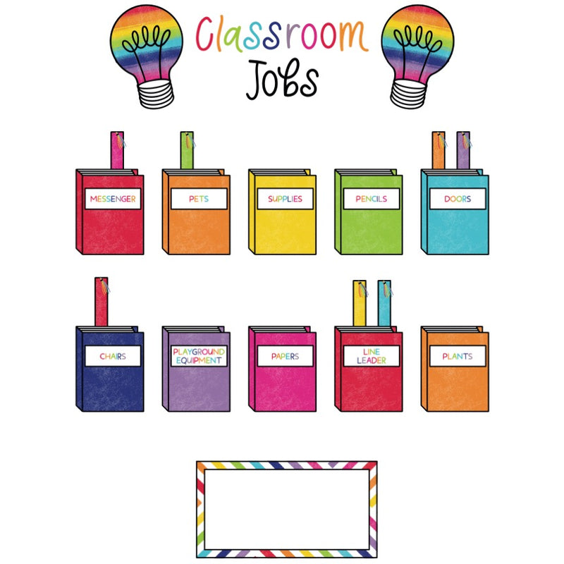 Classroom Jobs Bulletin Board Set | Rainbow Classroom Decor | Light Bulb Moments  | UPRINT | Schoolgirl Style