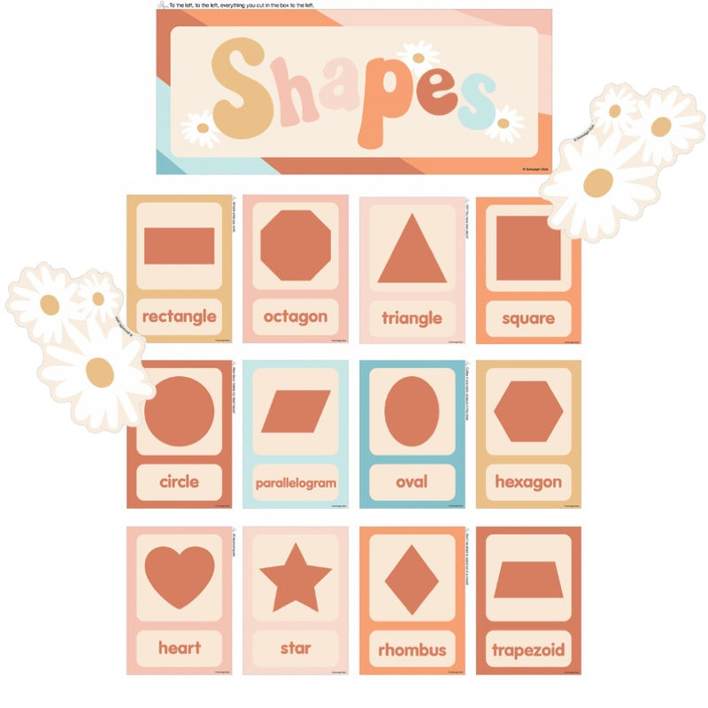 Shape Cards Bulletin Board Set | Retro Classroom Decor | Good Vibes | UPRINT | Schoolgirl Style