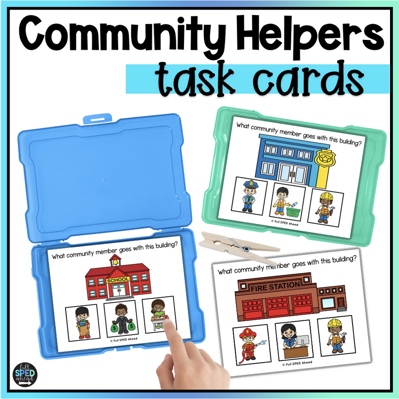 Community Members Helpers Task Cards for Special Education by Full SPED Ahead