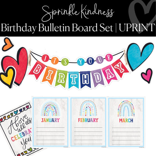 Printable Classroom Birthday Bulletin Board Set Classroom Decor Sprinkle Kindness by UPRINT