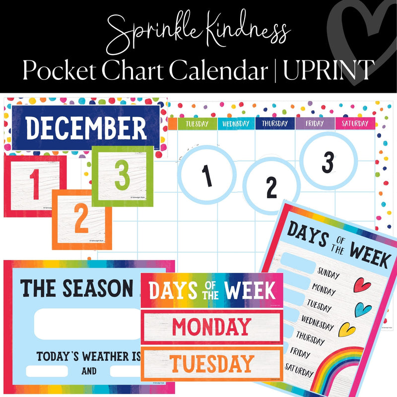 Printable Pocket Chart Calendar Classroom Decor Sprinkle Kindness by UPRINT