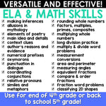 Back to School Review First Week of School Activities for 5th Grade