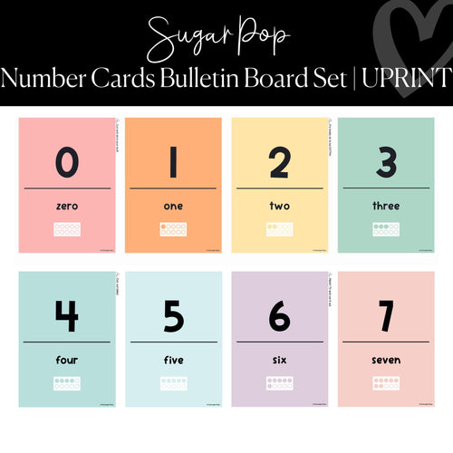 pastel number cards bulletin board set
