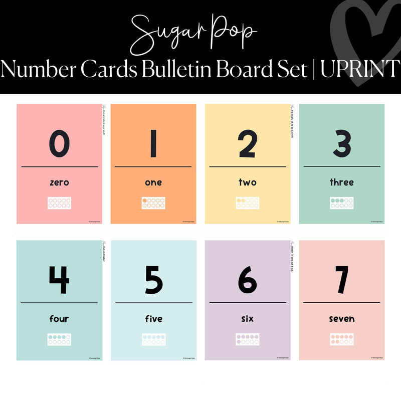 Printable Number Card Bulletin Board Set Classroom Decor Suagr Pop by UPRINT