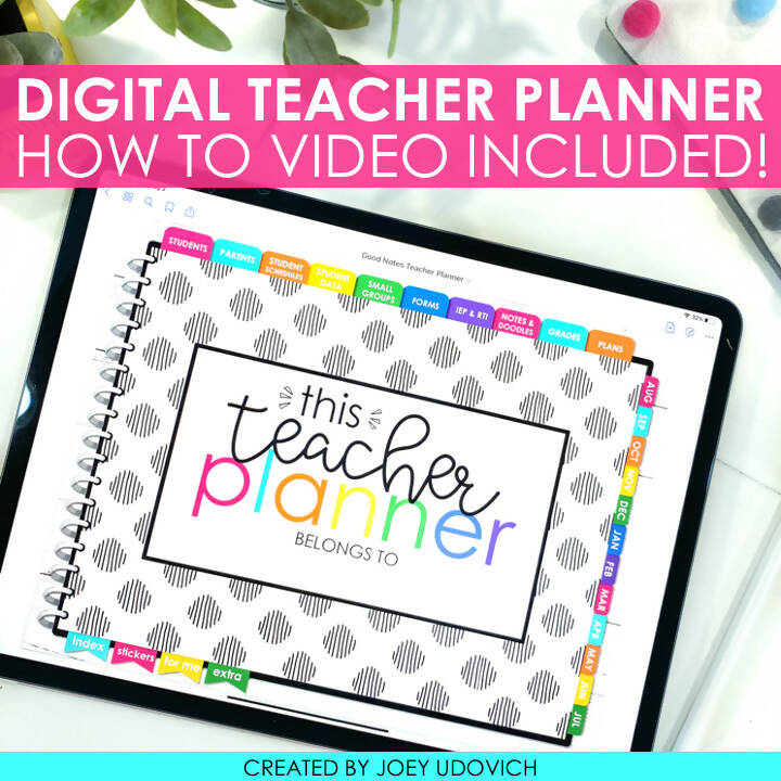 Digital Teacher Planner How to Video Included GoodNotes by Joey Udovich