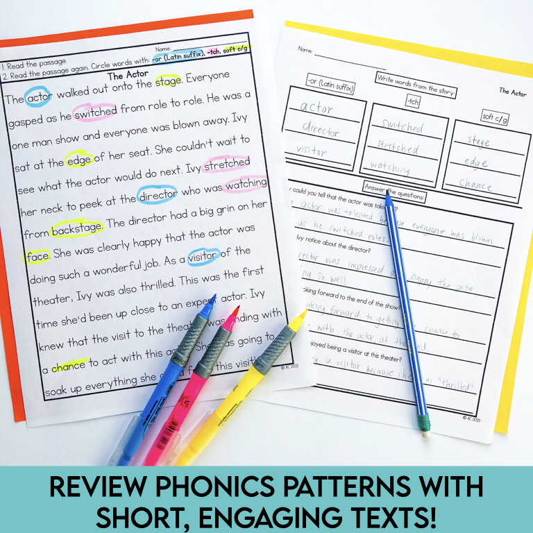 3rd and 4th Grade Phonics Focused Review Passages