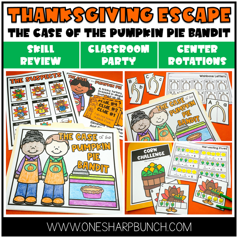 Thanksgiving Escape The Case of the Pumpkin Pie Bandit by One Sharp Bunch