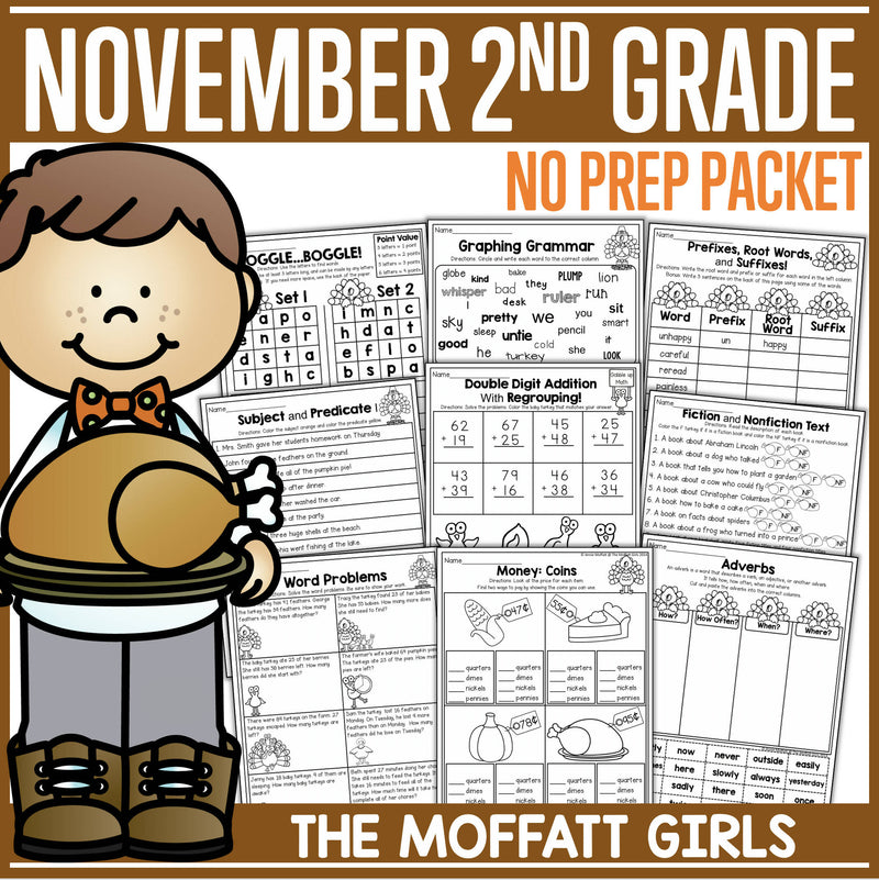 November 2nd Grade No Prep Packet by The Moffatt Girls