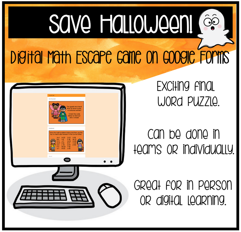 Save Halloween Digital Math Escape Game