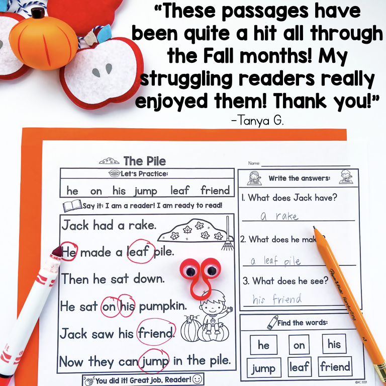 Fall Reading Passages with Comprehension