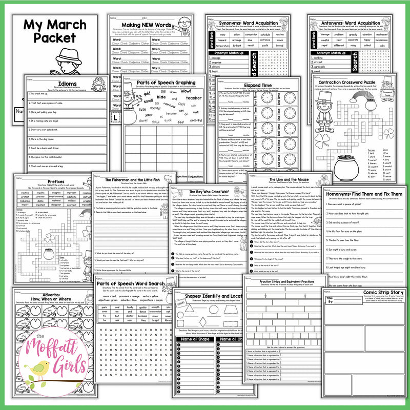 3rd Grade March NO PREP Packet | Printable Classroom Resource | The Moffatt Girls
