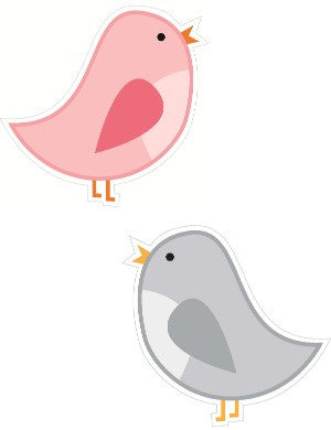 Pink and Gray Birds Cut Out Vintage Pink Chic by UPRINT