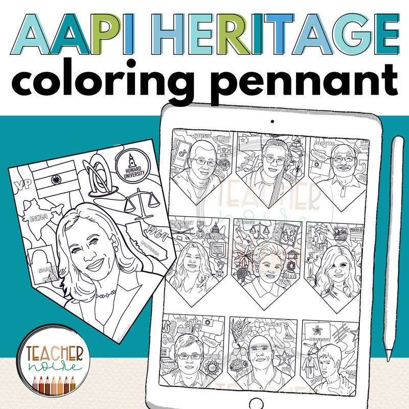 AAPI Heritage Coloring Pennant by Teacher Noire