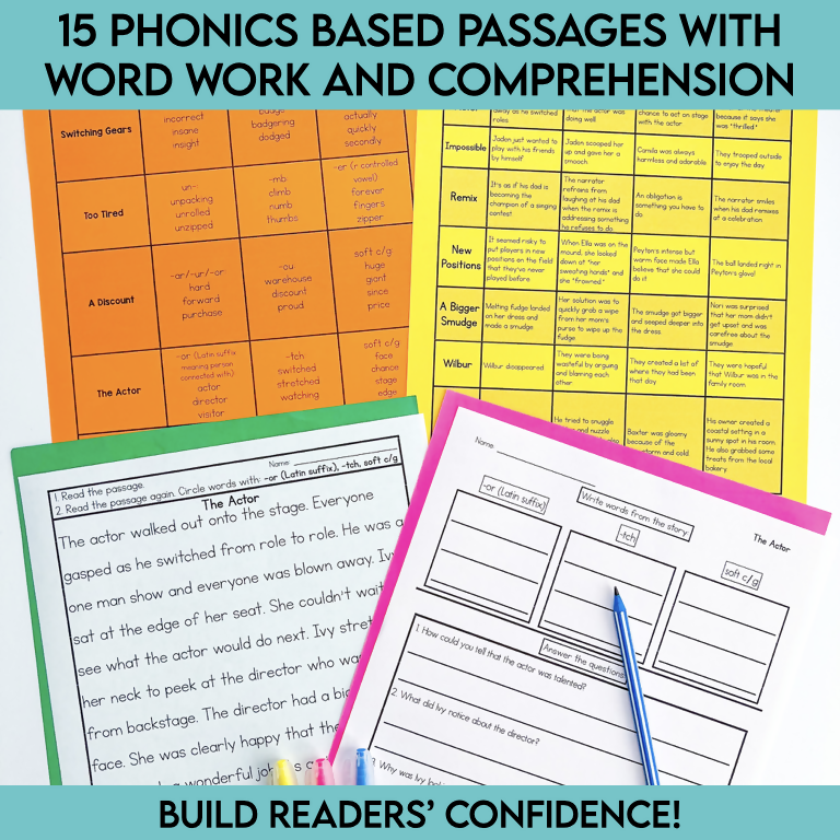 3rd and 4th Grade Phonics Focused Review Passages | Printable Teacher Resources | Literacy with Aylin Claahsen
