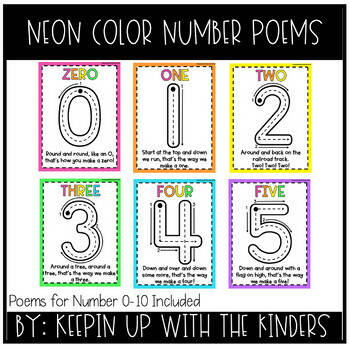 Neon Color Number Poems by Keeping Up with the Kinders