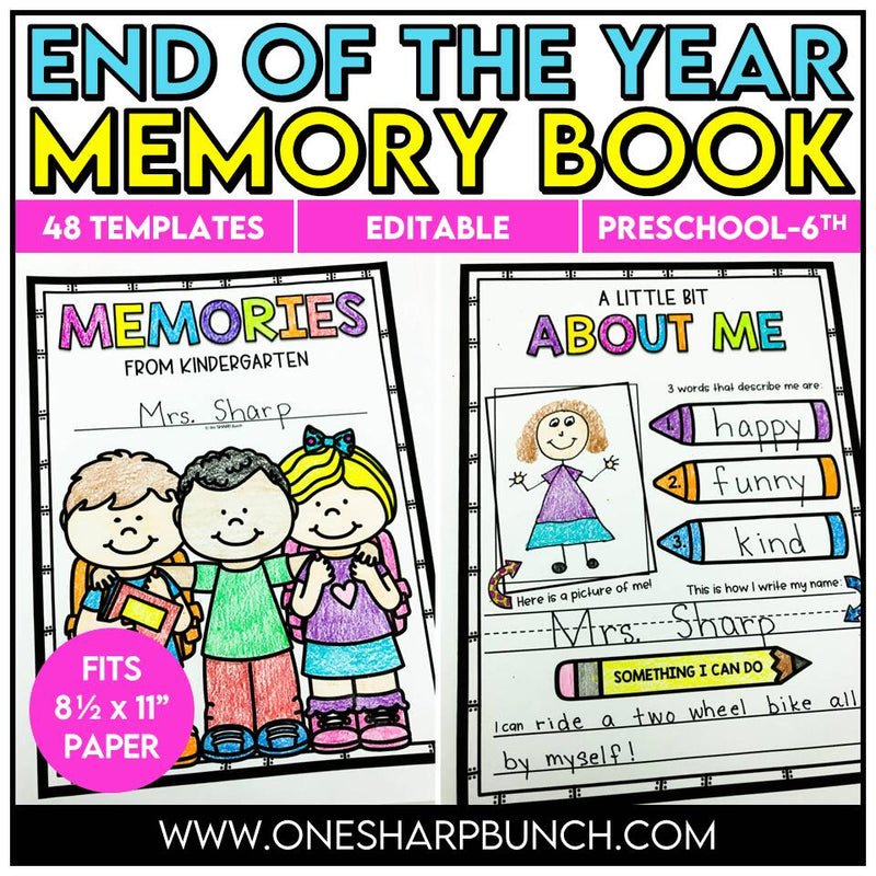 End of the Year Memory Book Activities | 8.5 x 11 Inch Kindergarten Memory Book