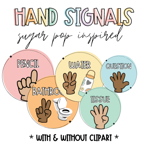 Hand Signals Sugar Pop Inspired With and Without Clipart by Kinder and Kindness