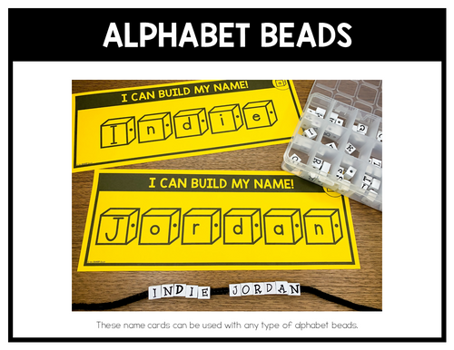 Editable Name Practice Fine Motor Name Activities Alphabet Beads Name Mats | Printable Classroom Resource | One Sharp Bunch