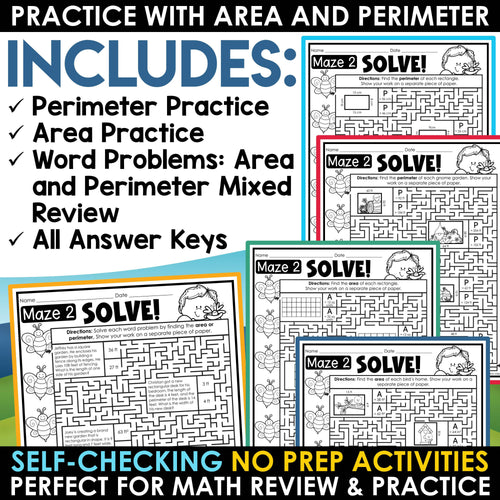 Spring Math Activities Area and Perimeter Worksheets Game Math Mazes