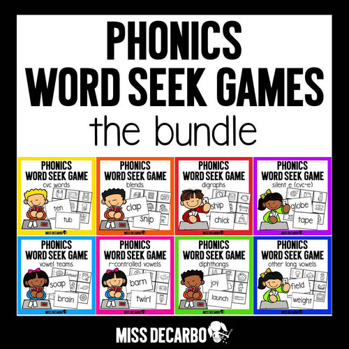 Phonics Word Seek Games BUNDLE | Miss DeCarbo