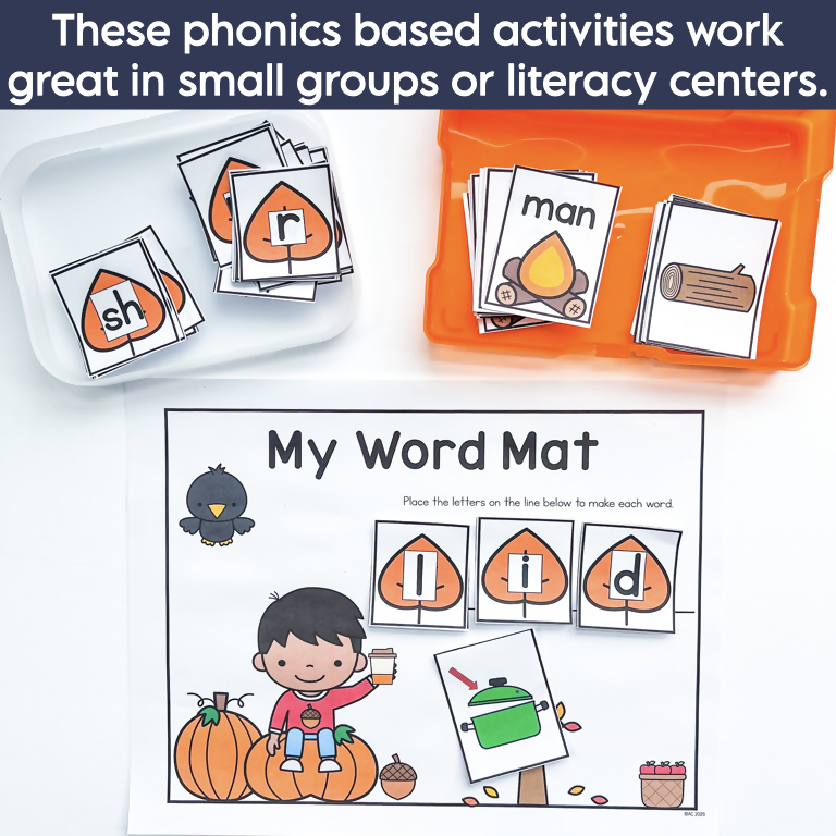 Fall Phonics Activities - Decoding & Encoding Word Mats