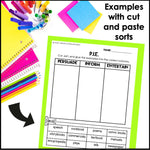 Author's Purpose Worksheets and Anchor Charts - Persuade Inform Entertain