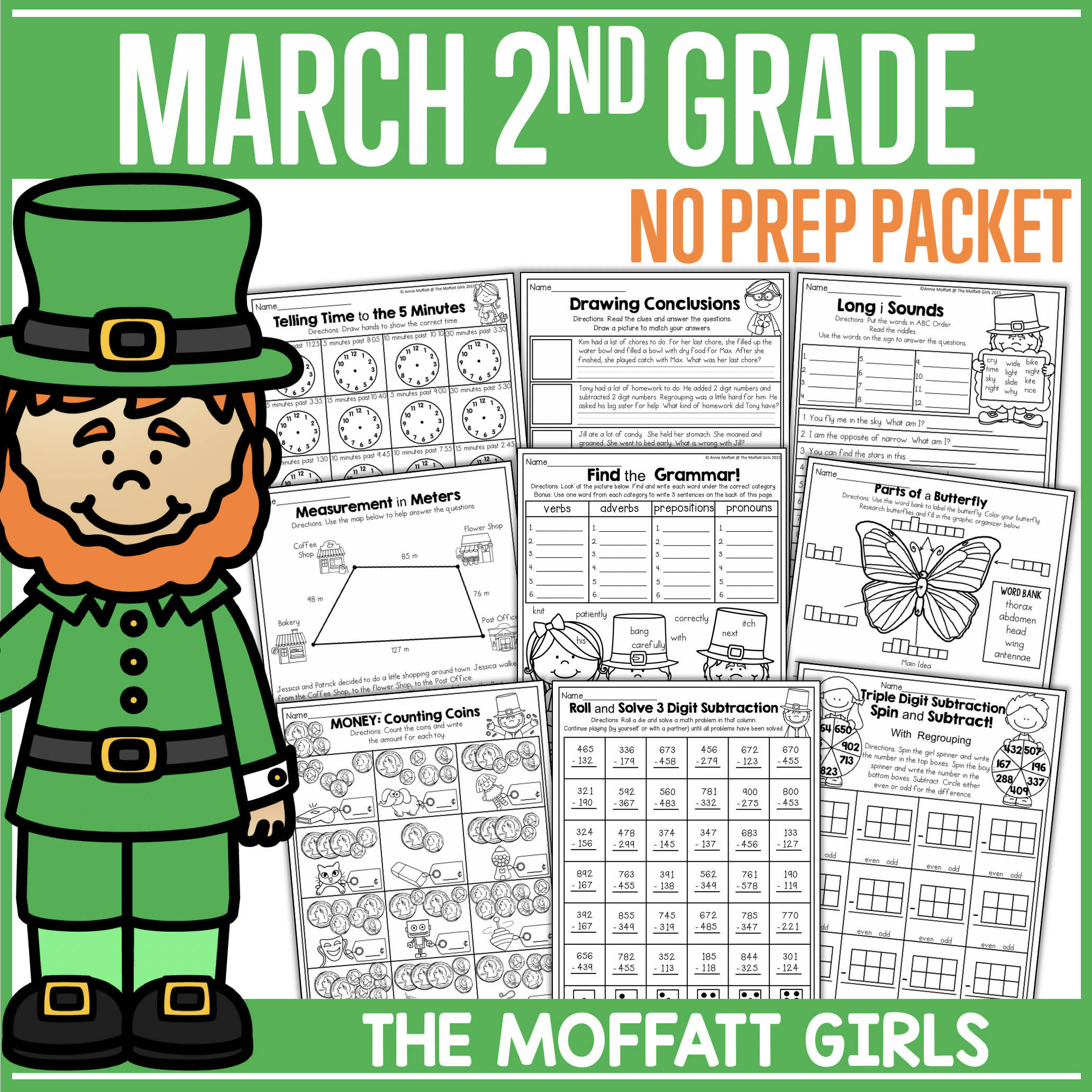 2nd Grade March NO PREP Packet Printable Classroom Resource