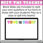 Meet the Teacher Google Slides - Teacher Trivia Game - Back to School Activity