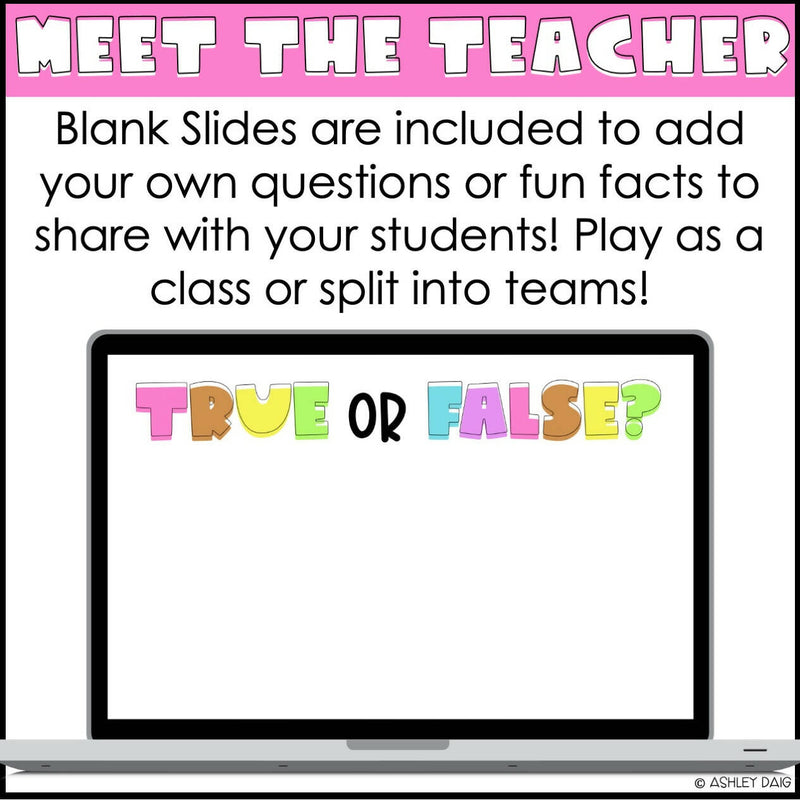 Meet the Teacher Google Slides - Teacher Trivia Game - Back to School Activity