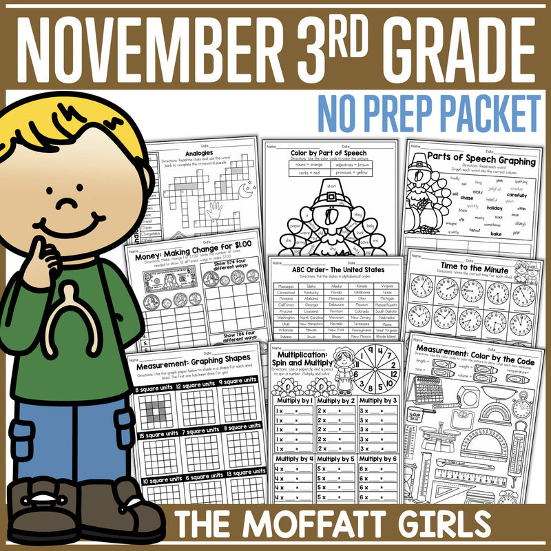 November 3rd Grade No Prep Packet by The Moffatt Girls