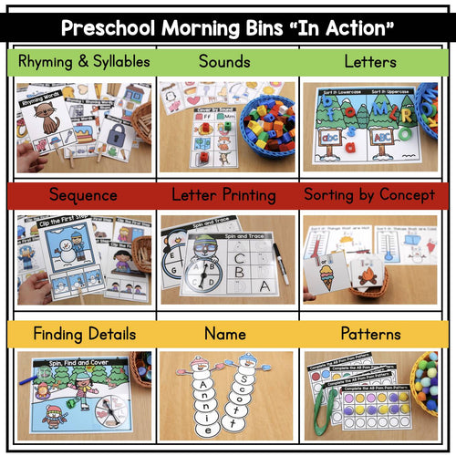 Preschool January Morning Bins | Printable Classroom Resource | The Moffatt Girls