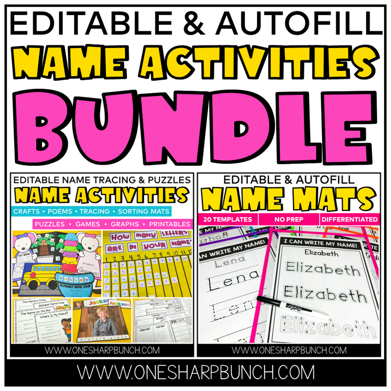 Editable and Autofill Name Activities Bunde by One Sharp Bunch
