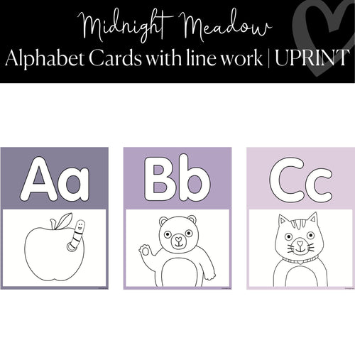 Printable Alphabet Poster with Line Work Classroom Decor Midnight Meadow by UPRINT