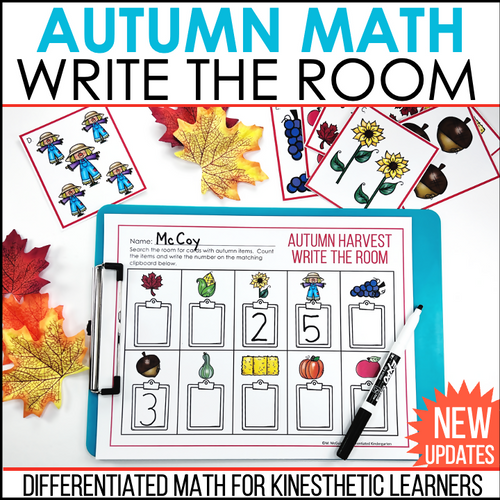Kindergarten Math Write the Room For Numbers Autumn Math by Differentiated Kindergarten Marsha McGuire