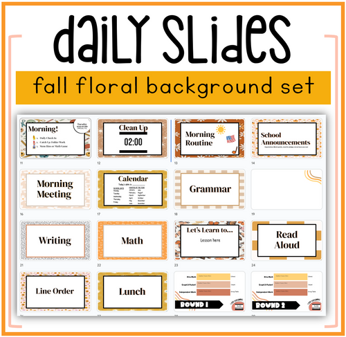 Classroom Slides Floral Fall Daily Google Slide Set Template | Printable Classroom Resource | Mrs. Munch's Munchkins