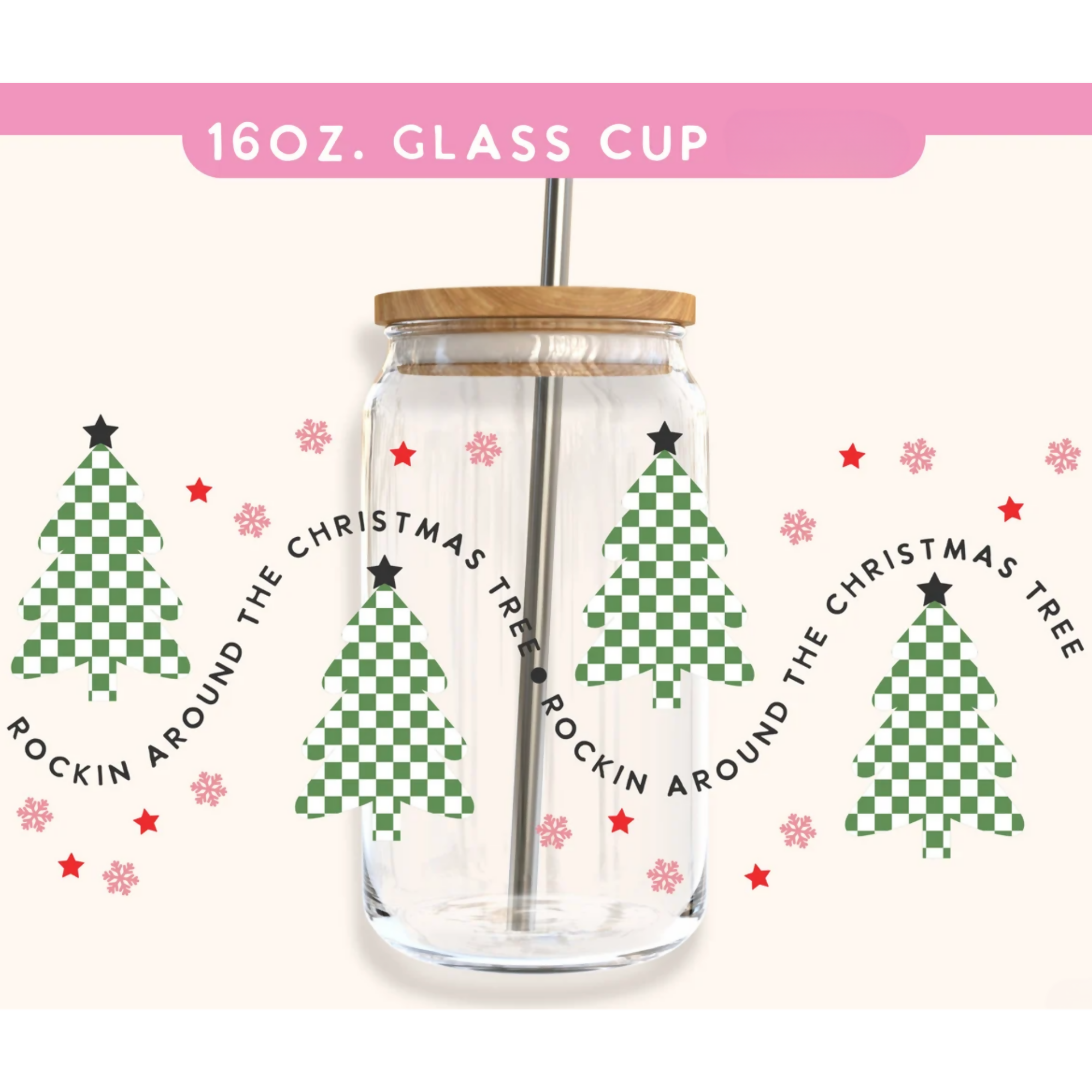 Groovy Christmas Disco 16oz Glass cup