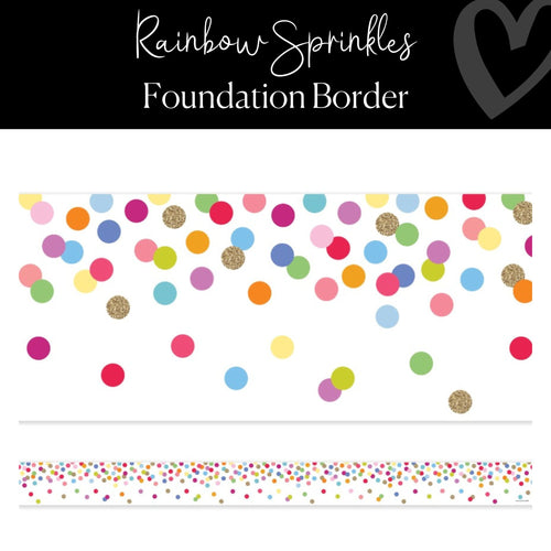 rainbow and gold dots on straight border