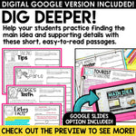 Main Idea and Supporting Details Graphic Organizers Central Idea Worksheets