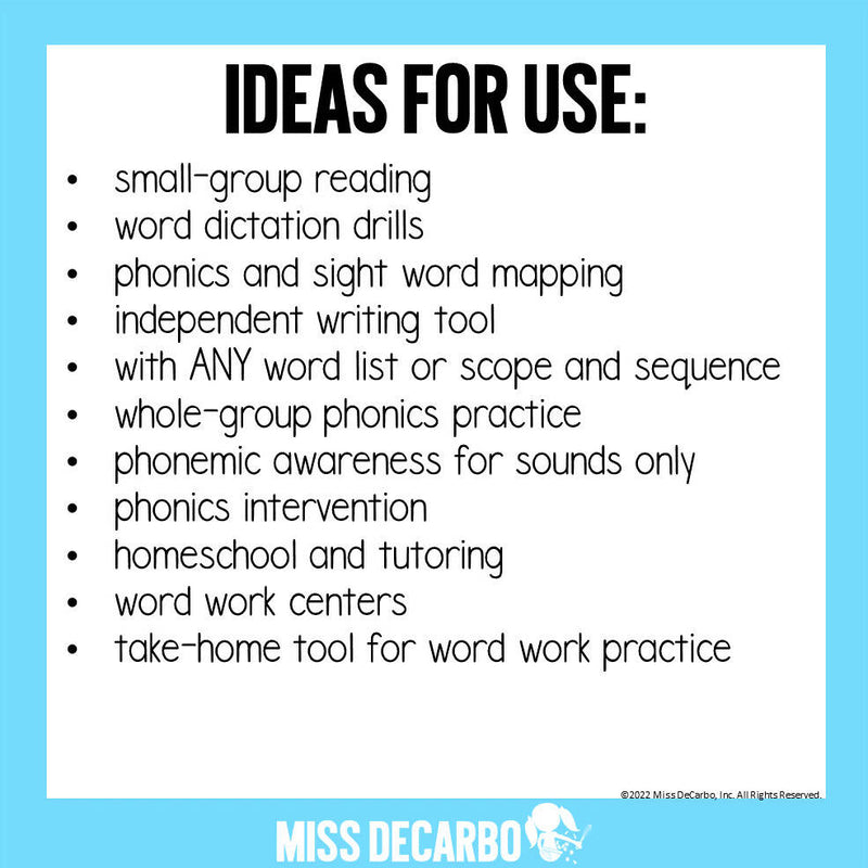 Orthographic Mapping Mats Sound Spelling Mats | Miss DeCarbo