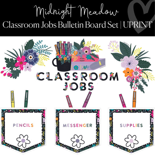 Printable Classroom Job Bulletin Board Set Midnight Meadow by UPRINT