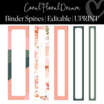 coral floral and green binder spines