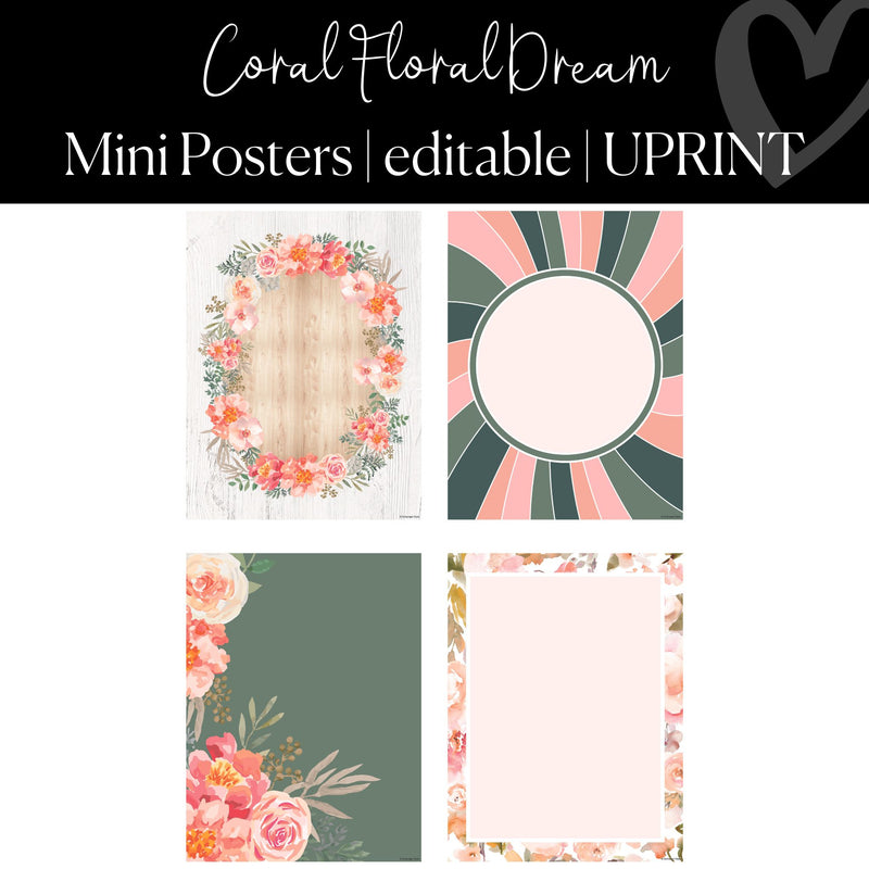 Printable and Editable Classroom Posters Coral Classroom Decor by UPRINT