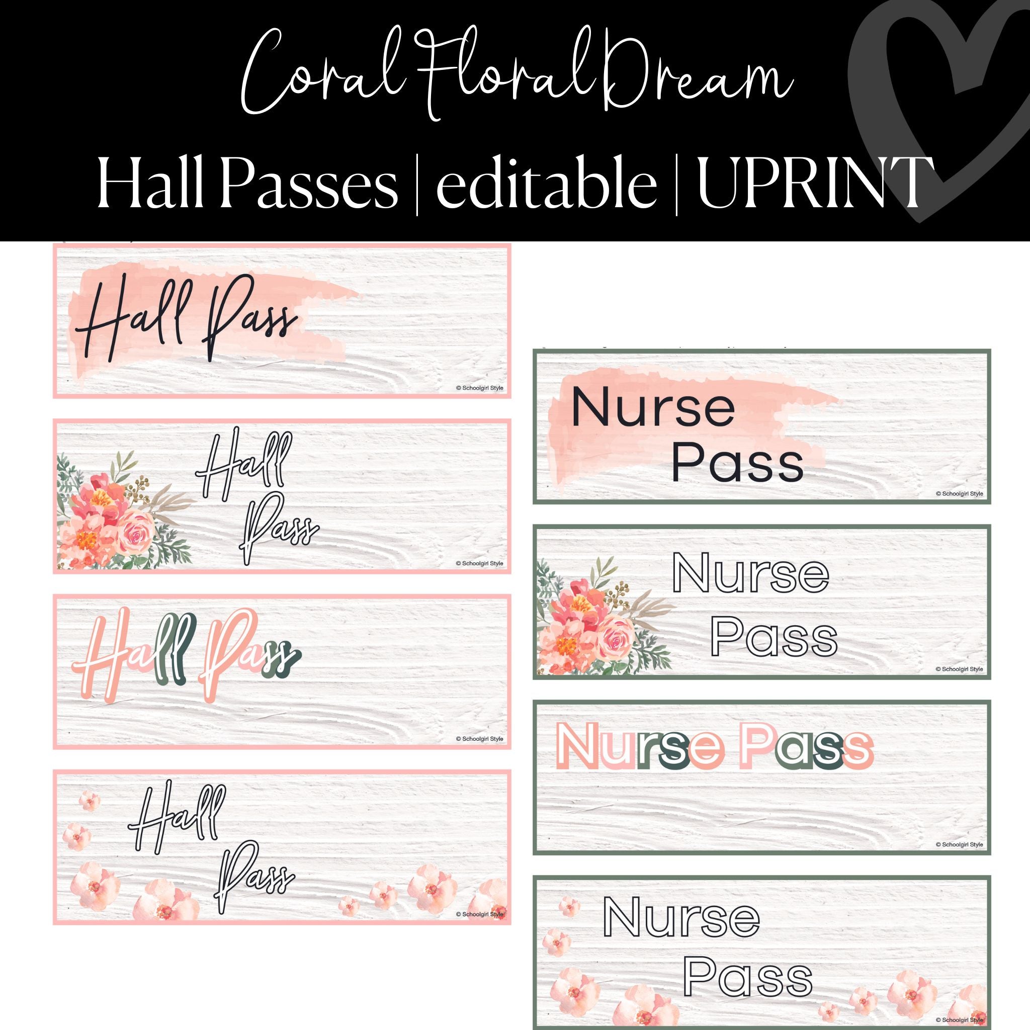 Word Hall Classroom Hall Pass Template