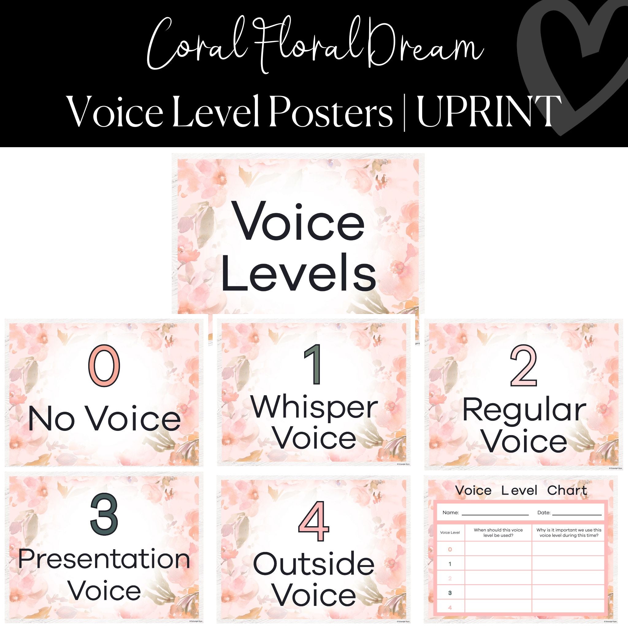  D24TIME Voice Level Poster Classroom Decor Policies