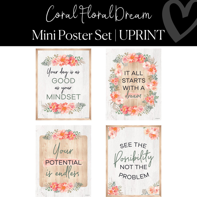 Printable Classroom Poster Classroom Decor Coral Floral Dream by UPRINT