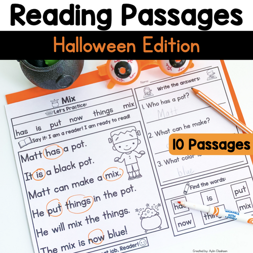 Reading Passages Halloween Edition 10 Passages by Literacy with Aylin Claahsen