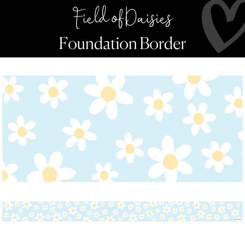 Daisies on Blue Border Field of Daisies Foundation Border Pastel Classroom Decor by Flagship