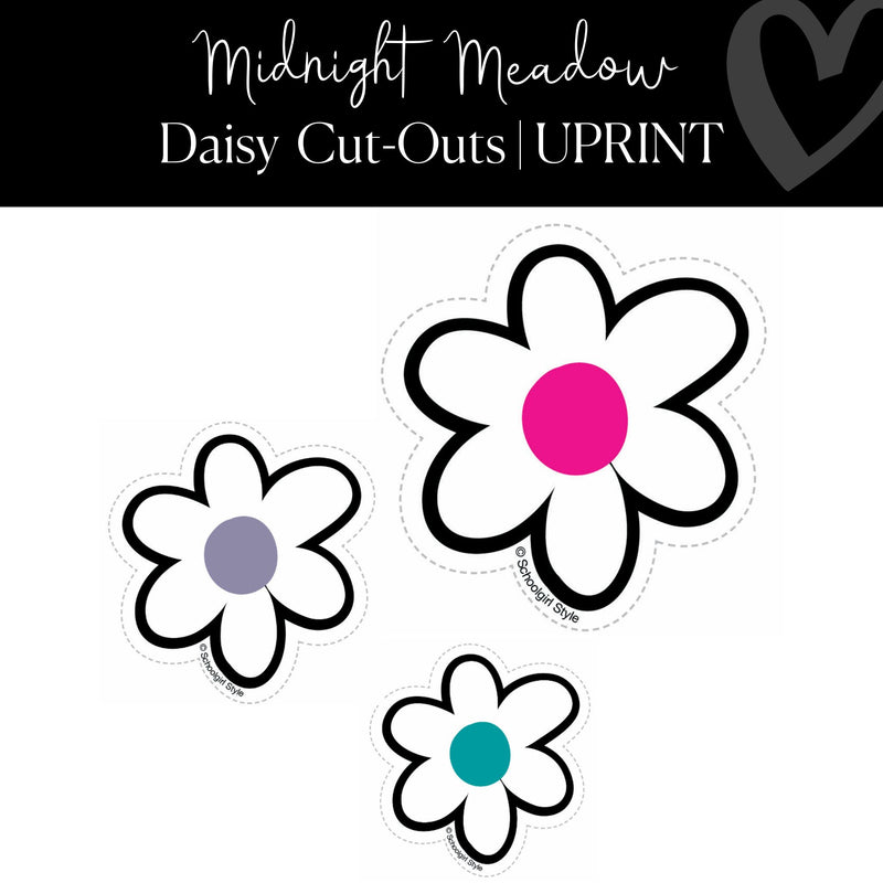 Printable Daisy Cut-Outs XL Classroom Cut-Outs Midnight Meadow by UPRINT
