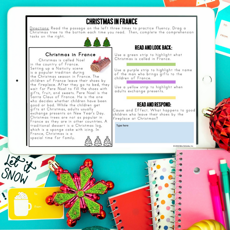 Christmas Reading Passages Text Evidence | Printable Classroom Resource | Miss DeCarbo