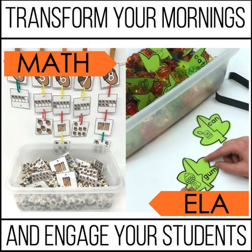 Morning Work Tubs Fall Fine Motor Bins for ELA and Math November | Printable Classroom Resource | Differentiated Kindergarten